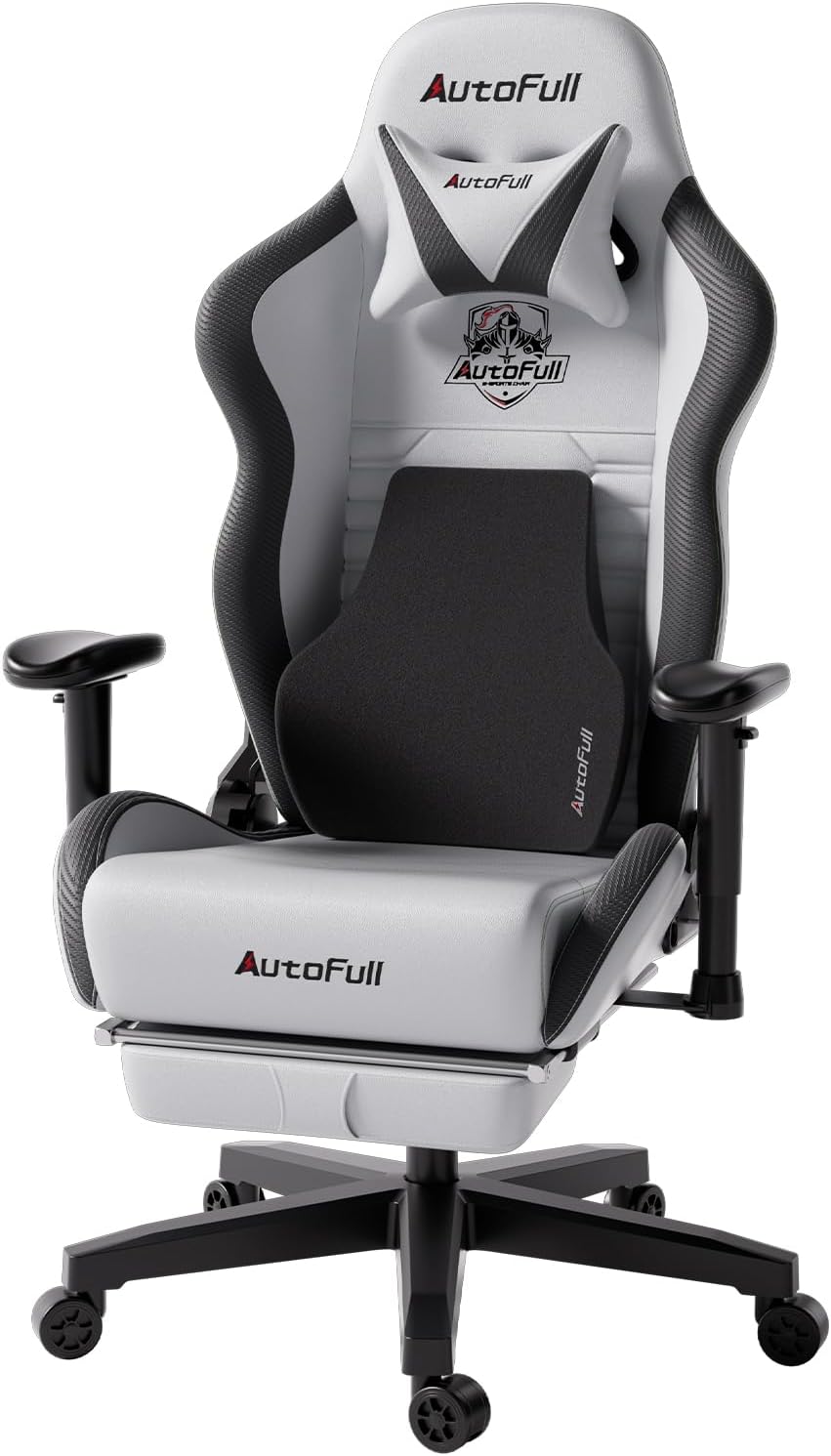 AutoFull C3 Gaming Chair Office Chair PC Chair with Ergonomics Lumbar Support, Racing Style PU Leather High Back Adjustable Swivel Task Chair with Footrest (Grey)