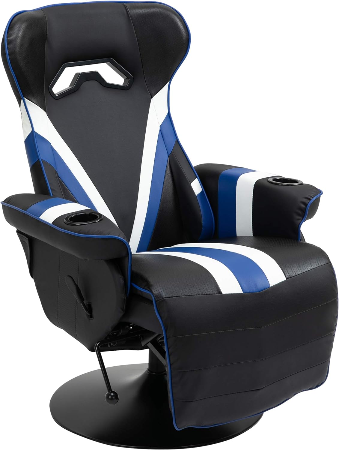 Vinsetto Gaming Chair, Racing Style Computer Recliner with Lumbar Support, Footrest and Cup Holder, Black/White/Blue