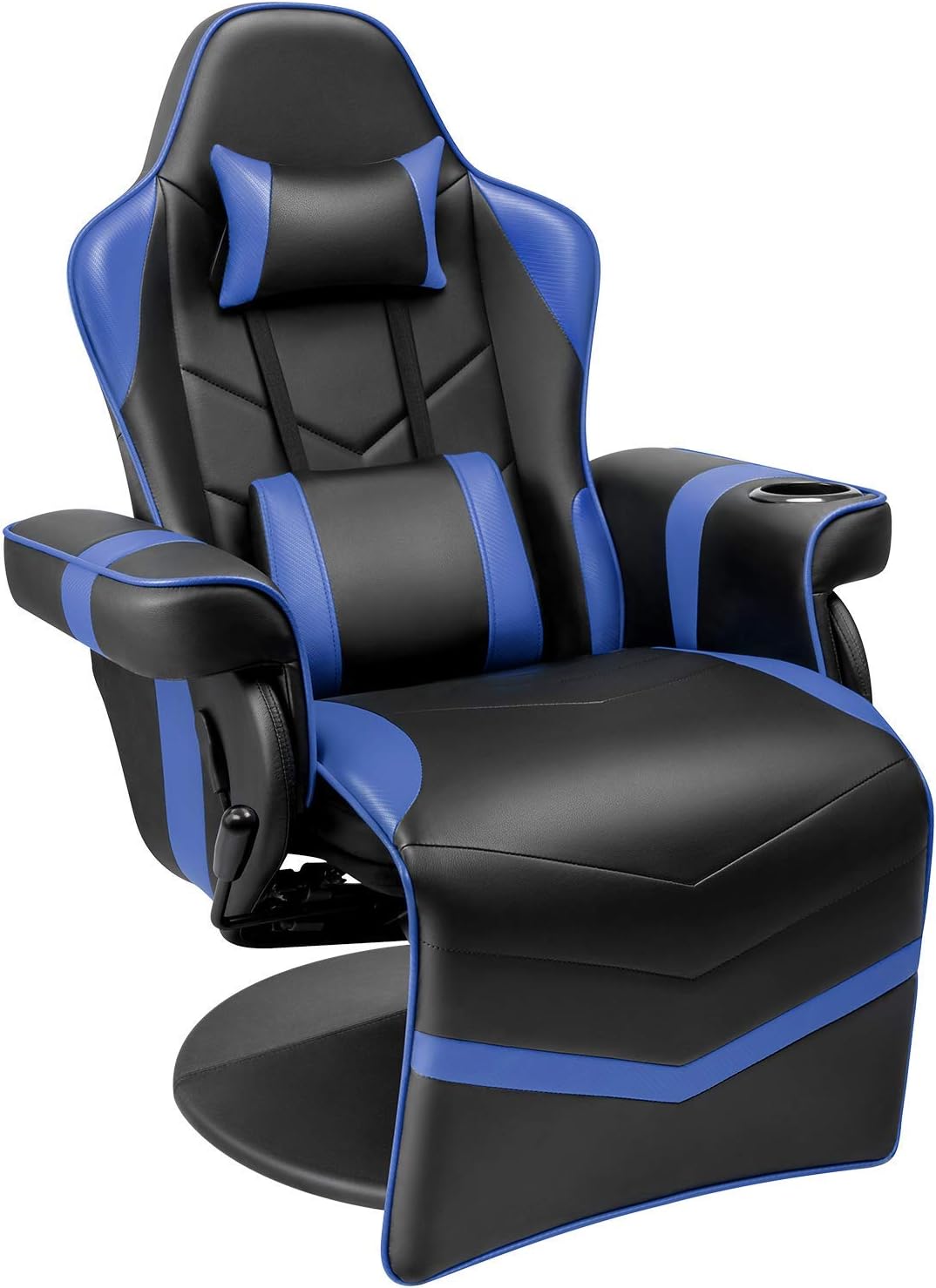 Homall Gaming Recliner Chair Racing Style PU Leather Gaming Chair Ergonomic Adjusted Reclining Office Desk Chair Home Theater Single Sofa Chair with Footrest Headrest and Lumbar Support (Blue)