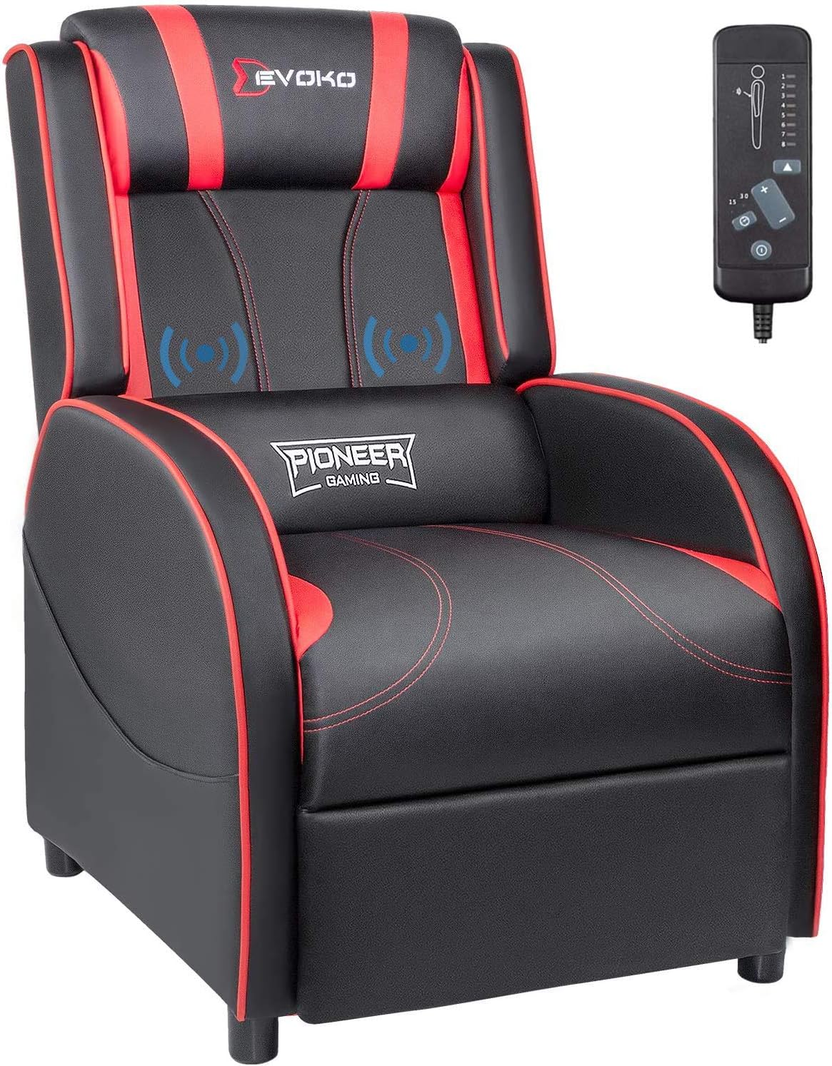 Devoko Massage Gaming Recliner Chair PU Leather Home Theater Seating Single Modern Living Room Sofa Recliners (Red)