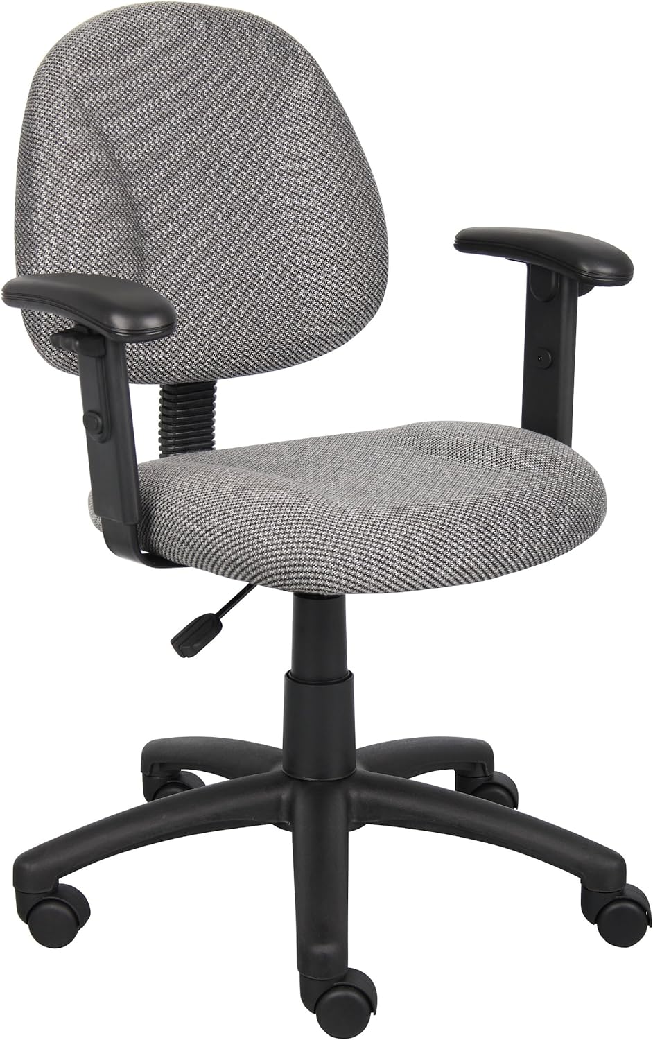 Boss Office Products Perfect Posture Delux Fabric Task Chair with Adjustable Arms in Grey