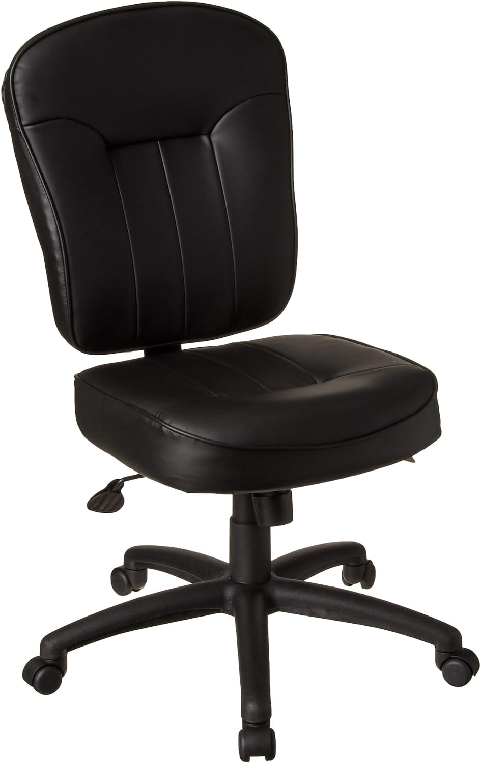 Boss Office Products Leather Adjustable Task Chair Without Arms, Black, B563