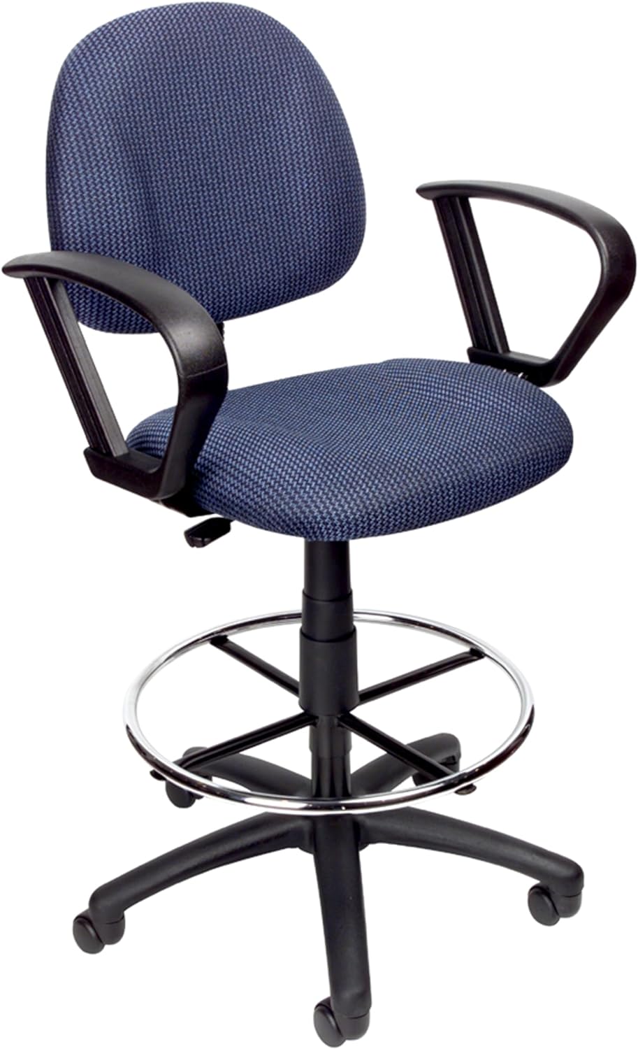 Boss Office Products Ergonomic Works Drafting Chair with Loop Arms in Blue, Mid-Back