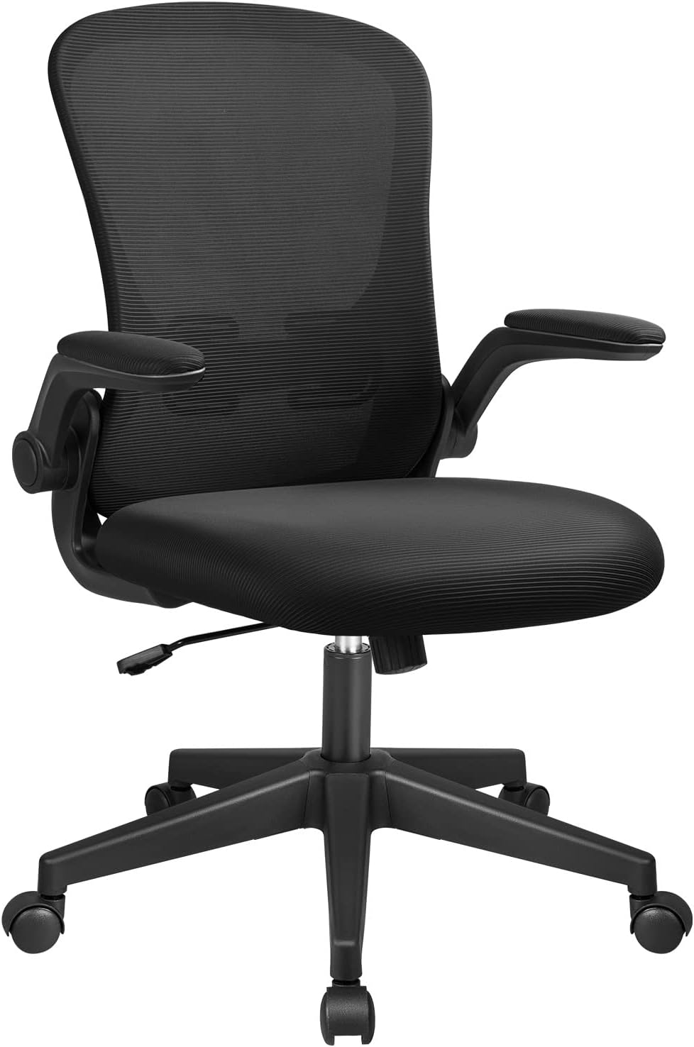 Devoko Office Desk Chair Ergonomic Mesh Chair Lumbar Support with Flip Up Arms and Adjustable Height (Black)