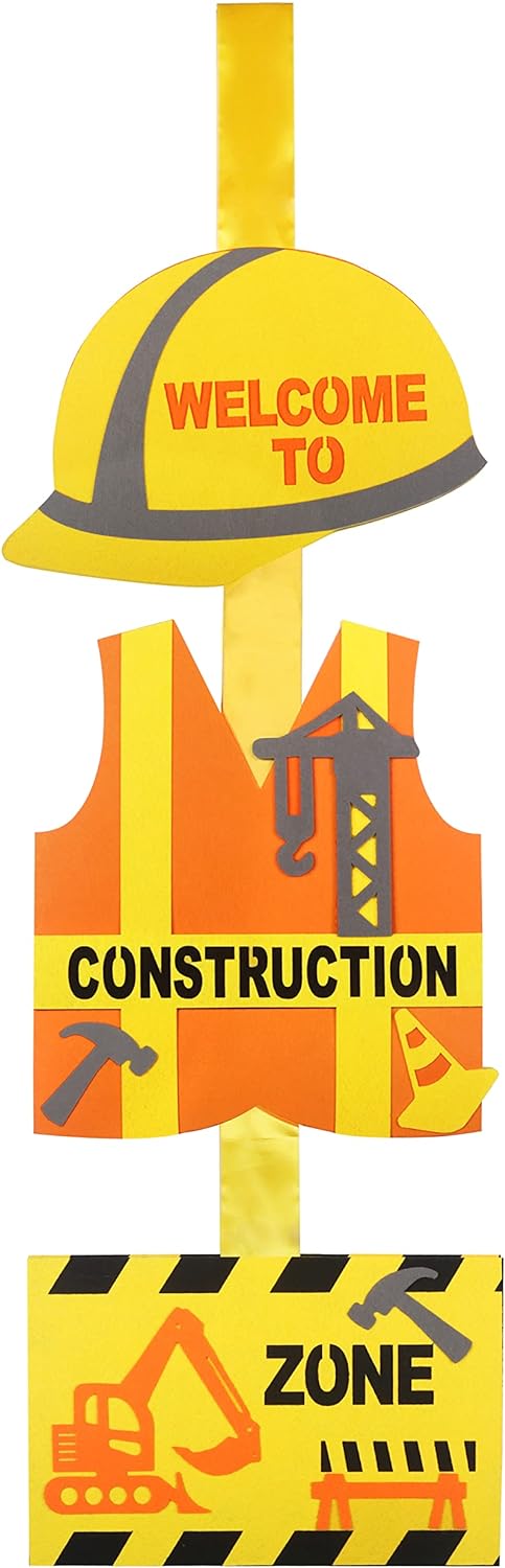 Construction Party Door Sign- Dump Truck Garland Wall Decoration Zone Birthday Party Supplies- Welcome To Construction Zone for Kids