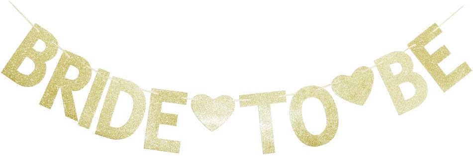 Bride to Be Gold Glitter Sign Garland for Engagement Wedding Bachelorette Party Props Supplies