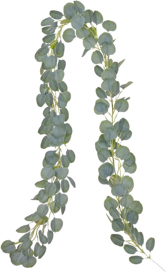 Artiflr 6 ft Artificial Eucalyptus Garland Faux Silk Eucalyptus Leaves Vines Handmade Garland Greenery Wedding Backdrop Arch Wall Decor