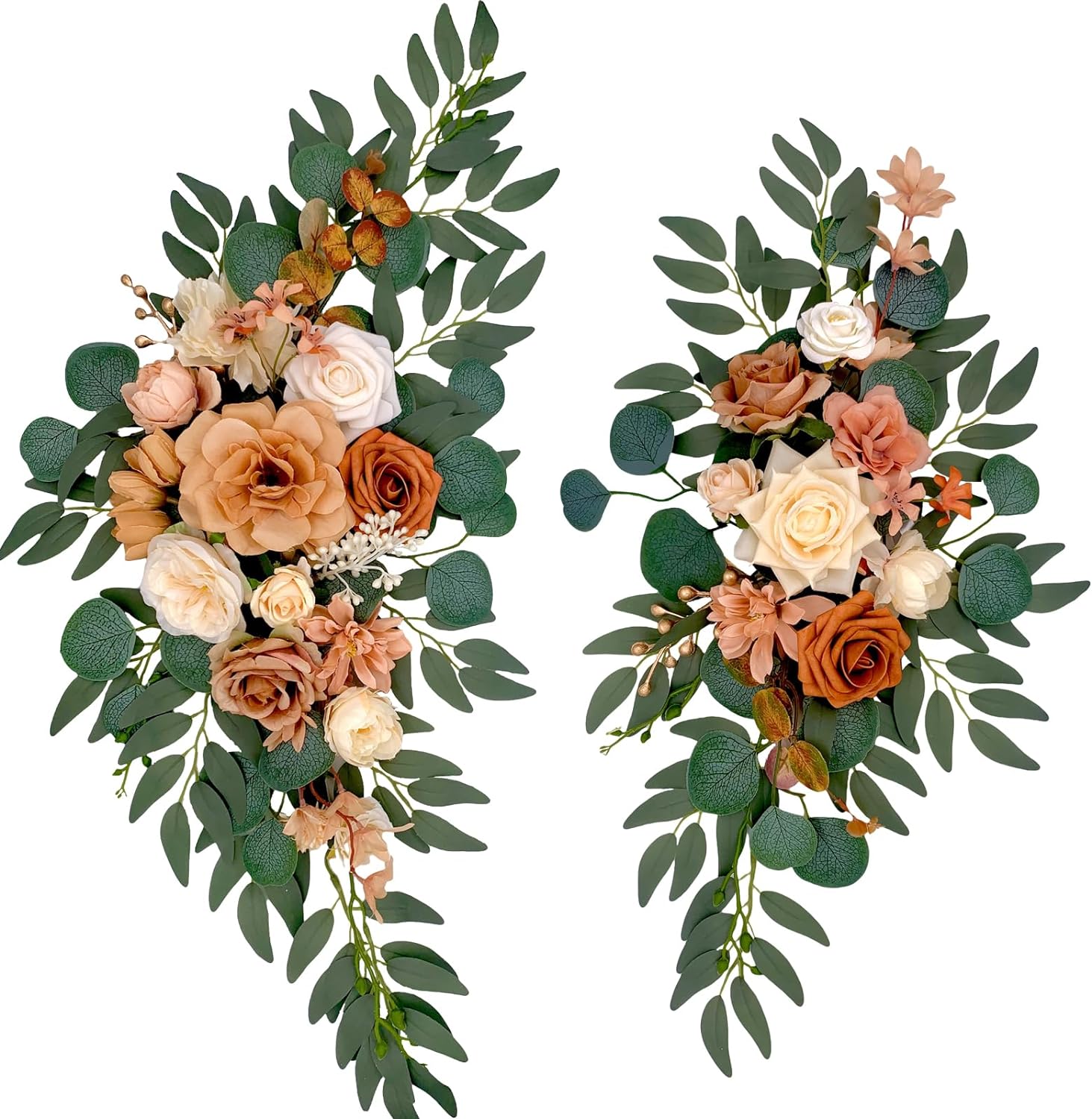 Set of 2 Wedding Arch FlowersArtificial Flowers for Wedding Welcome Sign Wedding Decorations for Reception and Wedding Backdrop (Champagne Coffee)