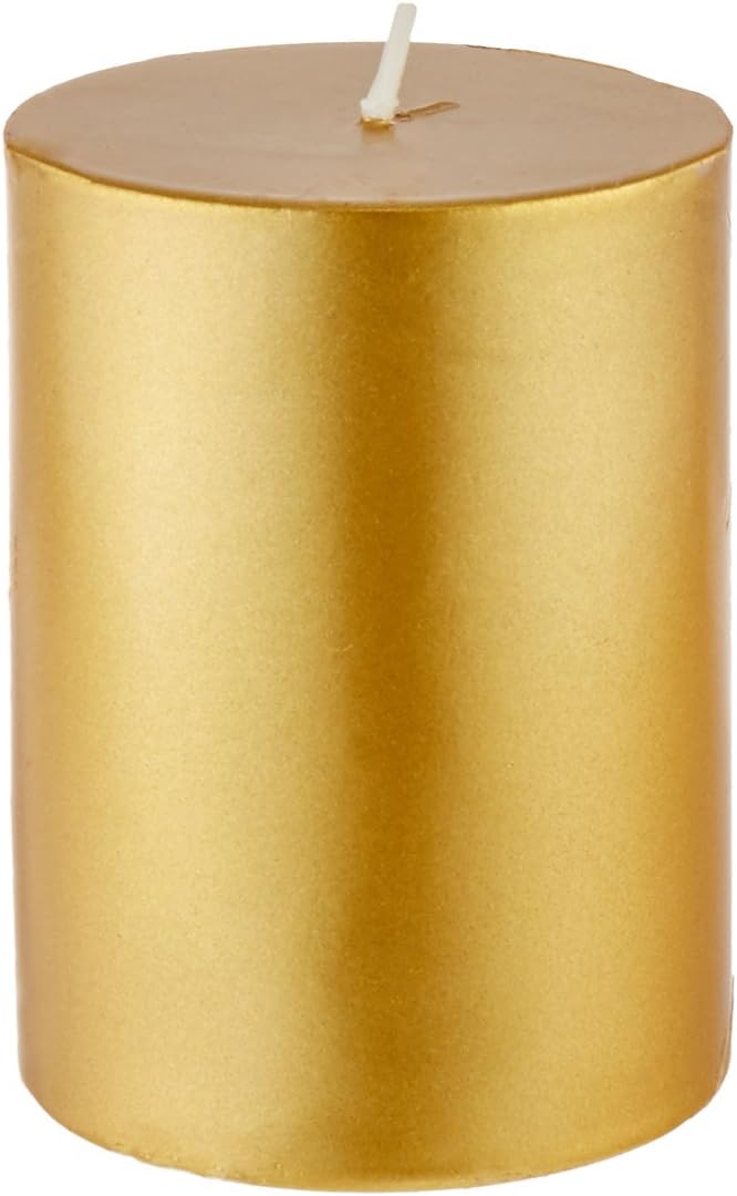 3 by 4 Metallic Bronze Gold Pillar Candle