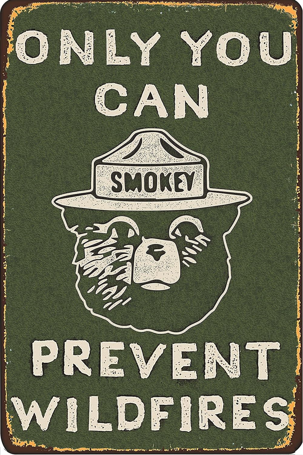 CCPARTON Vintage Metal Sign Smokey Bear Retro Metal Tin Sign Aluminum Sign for Home Coffee Wall Decor 8x12 Inch