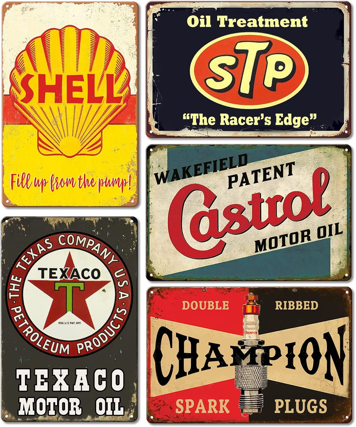 Vintage Metal Tin Signs Retro Garage Signs For Men Wall Decorations Old Car Shop Posters Oil And Gas Station Sign Man Cave Decor 5 Pces 812 Inch