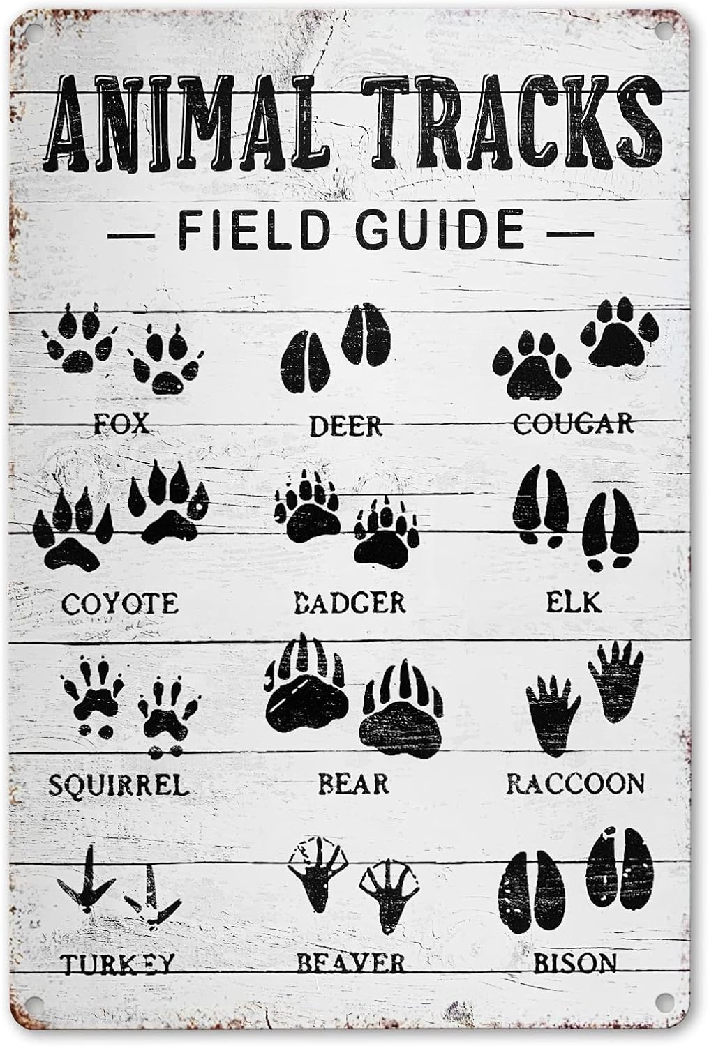 Animal Tracks Field Guide Sign Log Cabin Wall Decor, Forest Hunting Decor, Boy Nursery Decor 8 x 12 Inch (211)