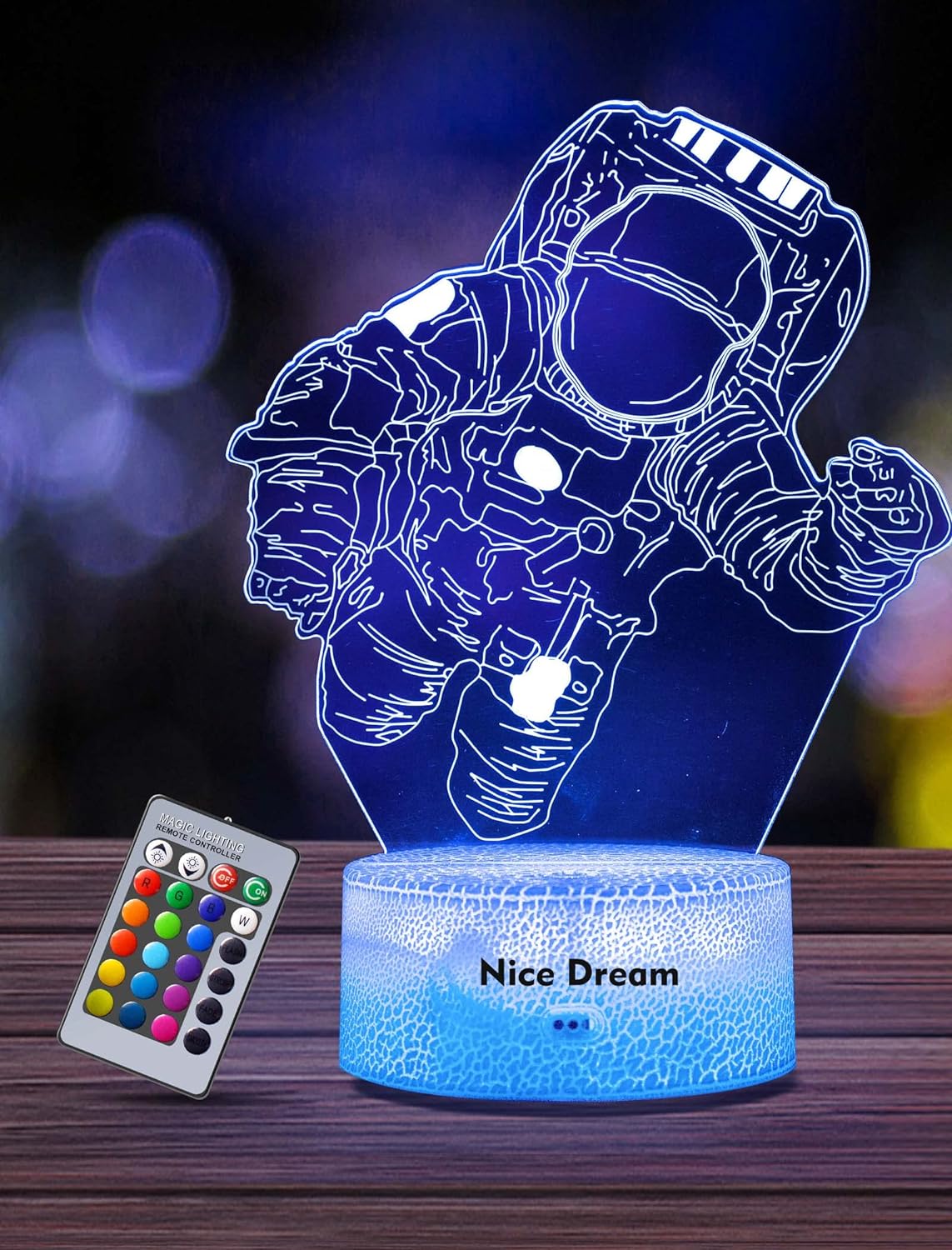 Nice Dream Astronaut Night Light for Kids, 3D Spaceman Illusion Lamp, 16 Colors Changing with Remote Control, Room Decor, Gifts for Children Boys Girls