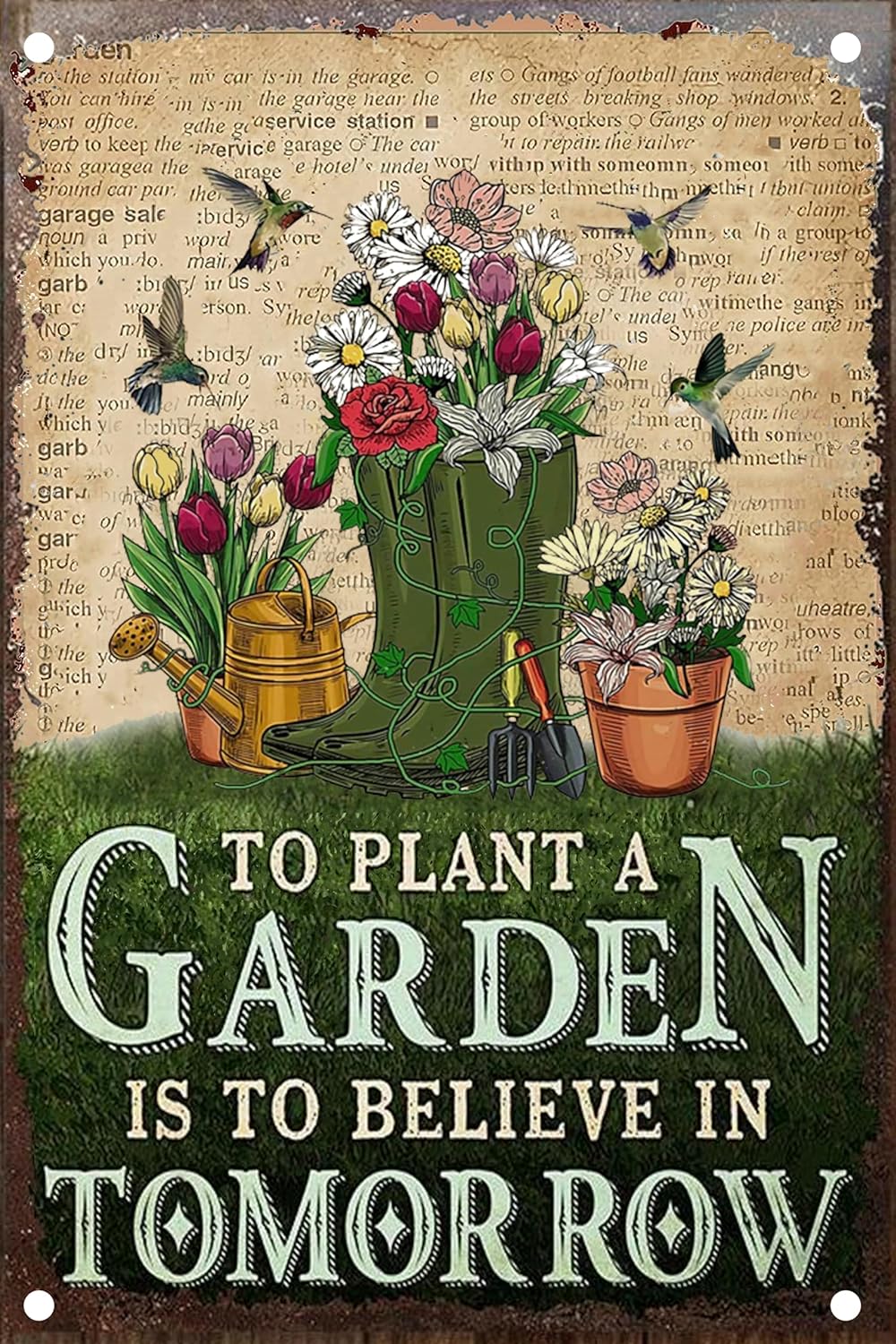 Vintage Tin Sign To Plant a Garden Is To Believe In Tomorrow-Retro Metal Signs for Garden Club Outdoor Indoor Wall Decorative(8x12 inch)