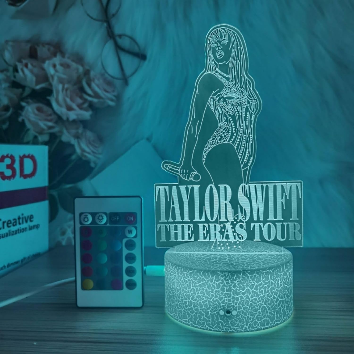 Taylor Night Light Lamp for Music Party Supplies Fans Gifts Decoration with 16 Colors Change Timing 3D Illusion Swifties Table Lamp