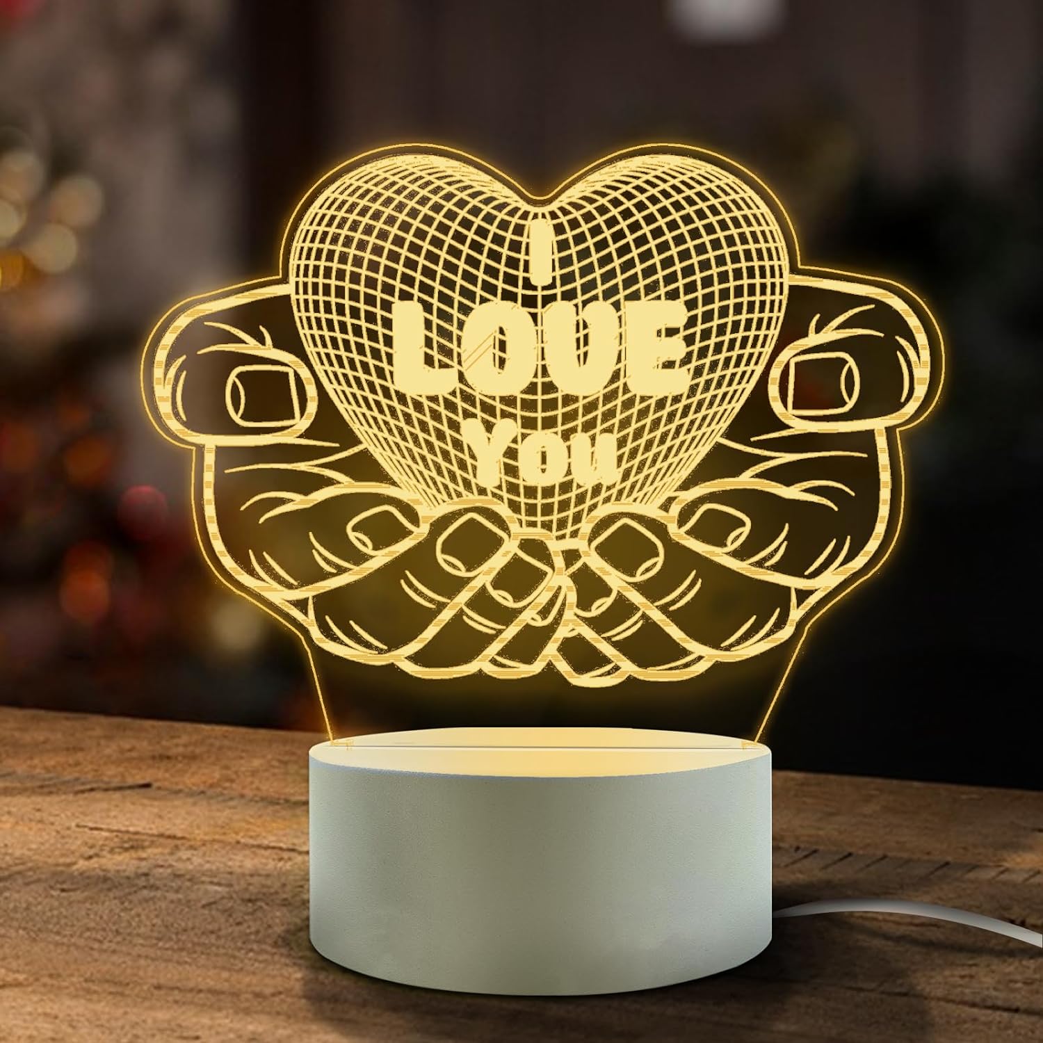 Romantic Gifts for Girlfriend, 3D Illusion Night Lamp, Girlfriends Birthday Anniversary Valentines Day Gifts for Her from Boyfriends - I Love You Couples Gifts (1 Pack)