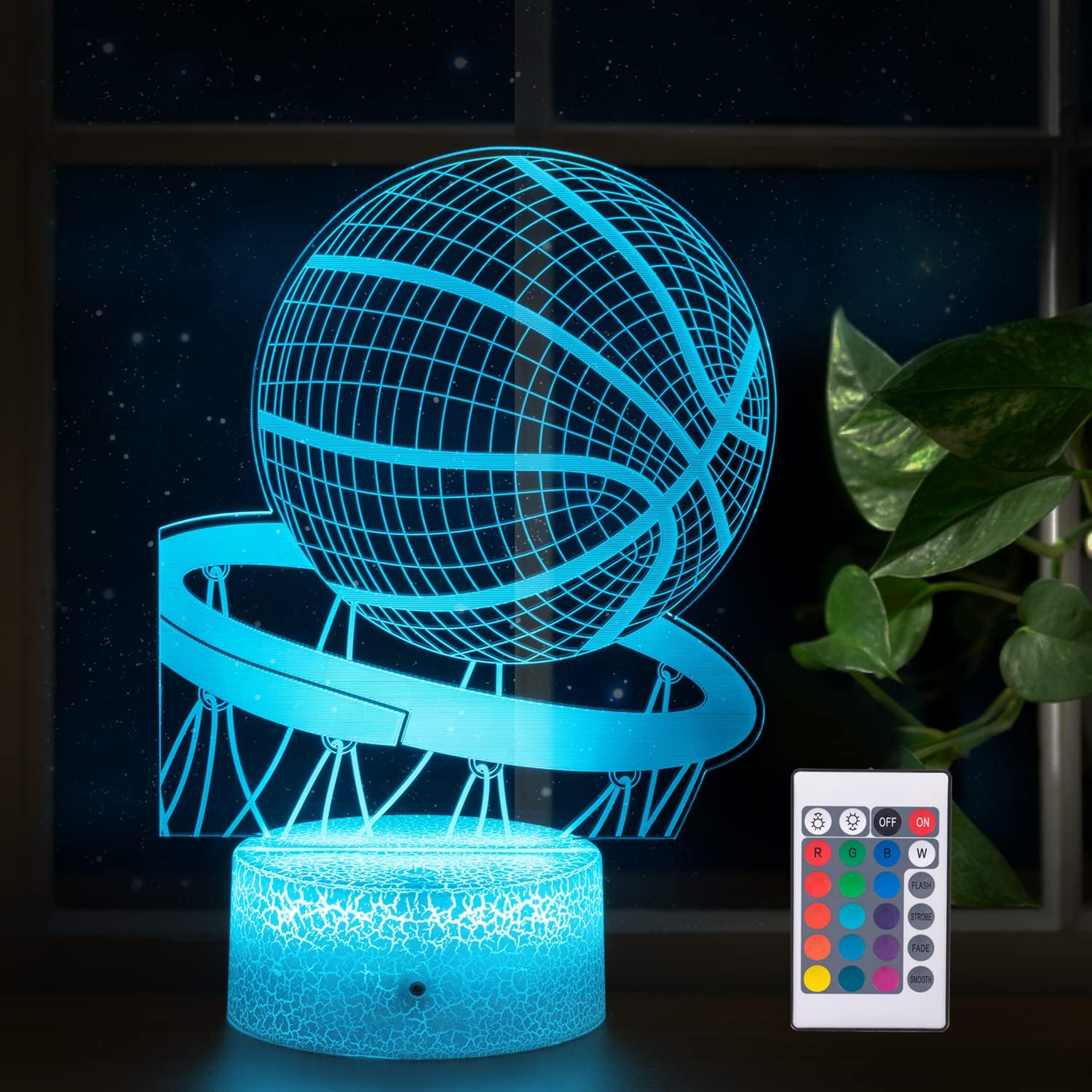 Basketball Night Light,3D Illusion Led Lamp, 16 Colors Dimmable with Remote Control Smart Touch, Best Christmas Birthday Gift for 3,4,5,6,7,8 Year Old Boy Girl Kids,Suitable for Basketball Fans