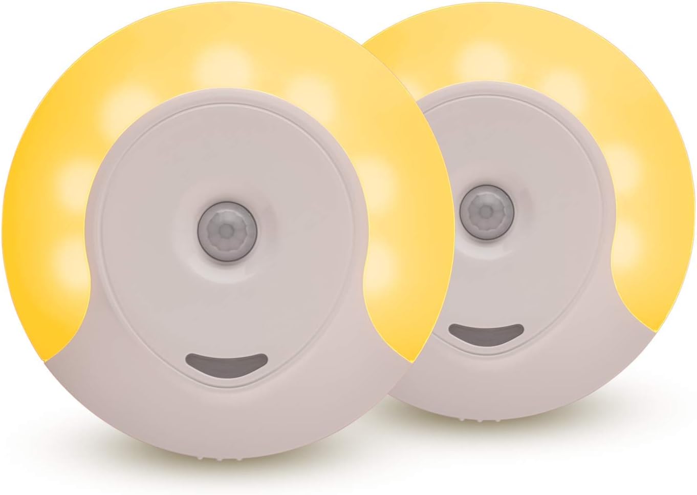 Sleep Aid Amber LED Motion Sensor Night Light Plug in for Bedroom with Dusk to Dawn Motion Activated Auto Sensor, Promotes Melatonin Production and Healthy Sleep, ON-Off-Auto Toggle, 2-Pack