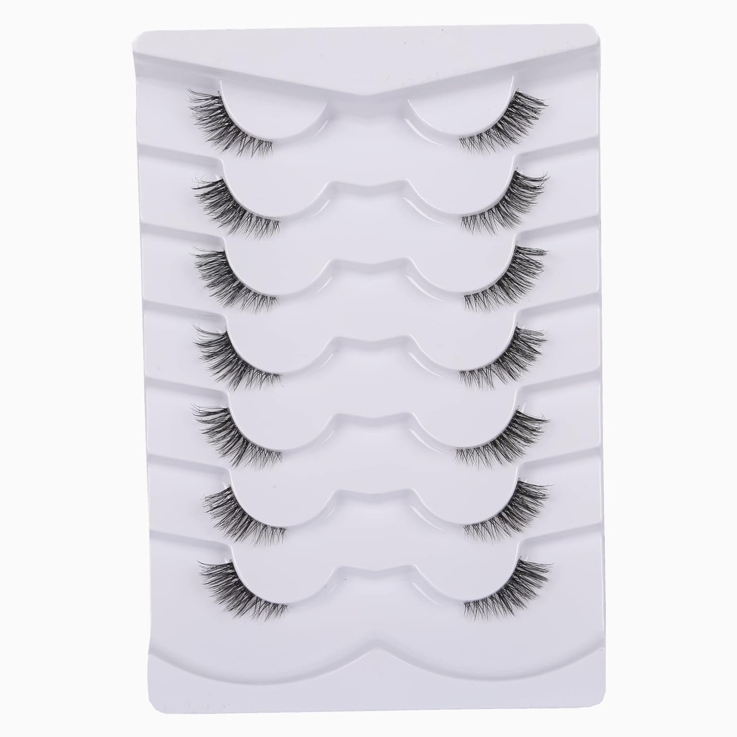 GMAGICTOBO False Eyelashes Natural Half Lashes Short Wispy Clear Band Lashes Pack Cat Eye 3D Faux Mink Lashes Fake Eyelashes 7 Pairs Multipack