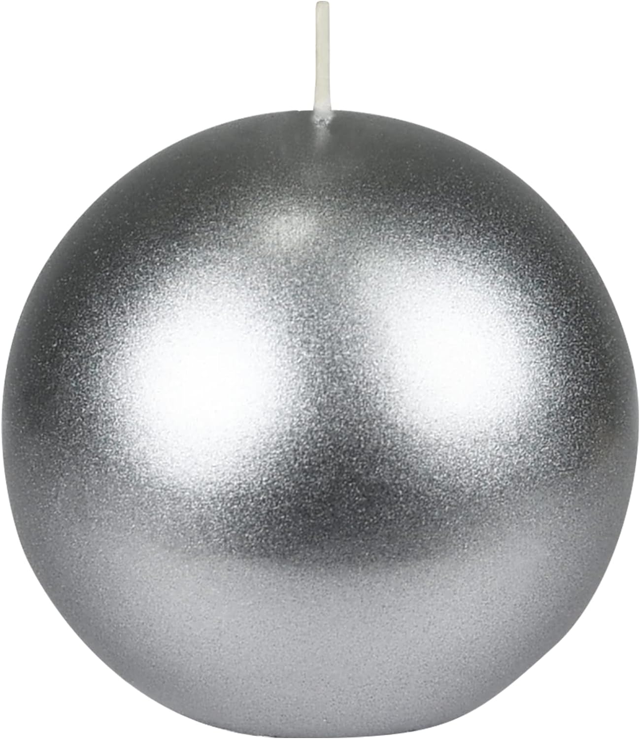 2-Piece Ball Candles, 4-Inch, Metallic Silver