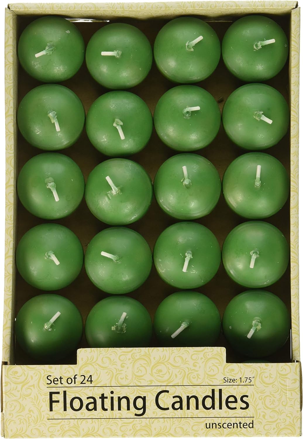 24-Piece Floating Candles, 1.75-Inch, Hunter Green