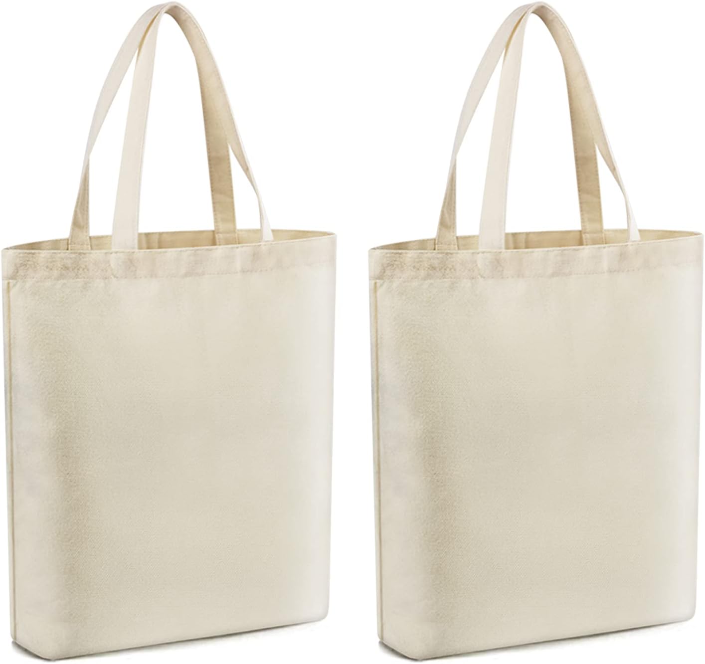 2 Pcs Reusable Large Canvas Tote Bags, Blank Multi-purpose Canvas Bags, Suitable for DIY Project, Grocery, Shopping.