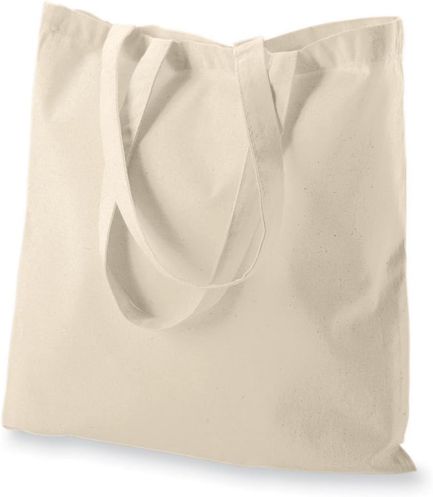 20 Pack 15x16 inch with 27 long handle 5 Oz NATURAL color Recycled Cotton Tote Bags Sustainable Eco Friendly reusable grocery super strong great for promotion branding gift MADE in INDIA