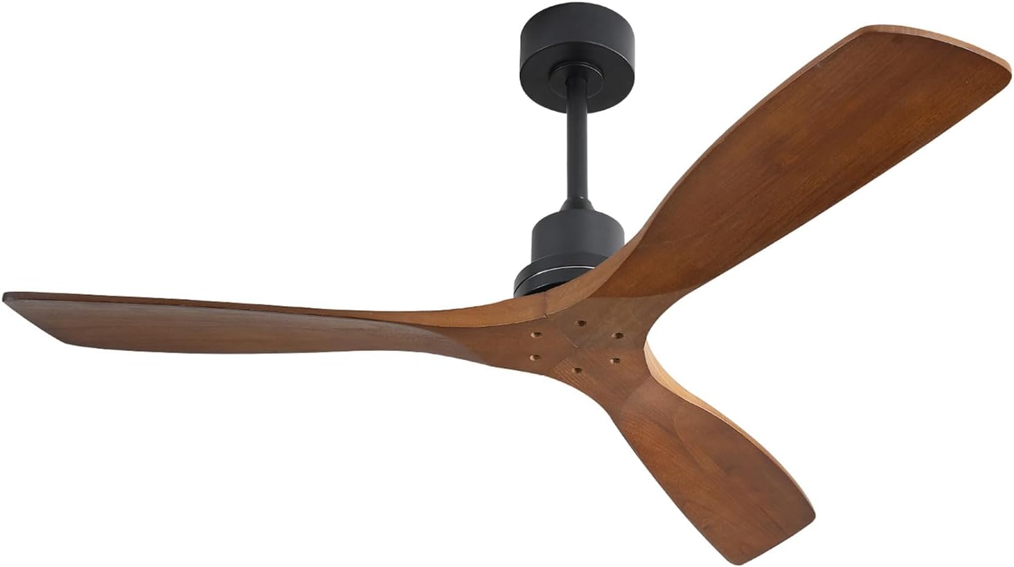 Sofucor 52 Inch Ceiling Fan No Light Outdoor Ceiling Fan Remote Controlled 3 Carved Wood Fan Blades Reversible DC Motor Ceiling Fan Without Light for Farmhouse Modern Style