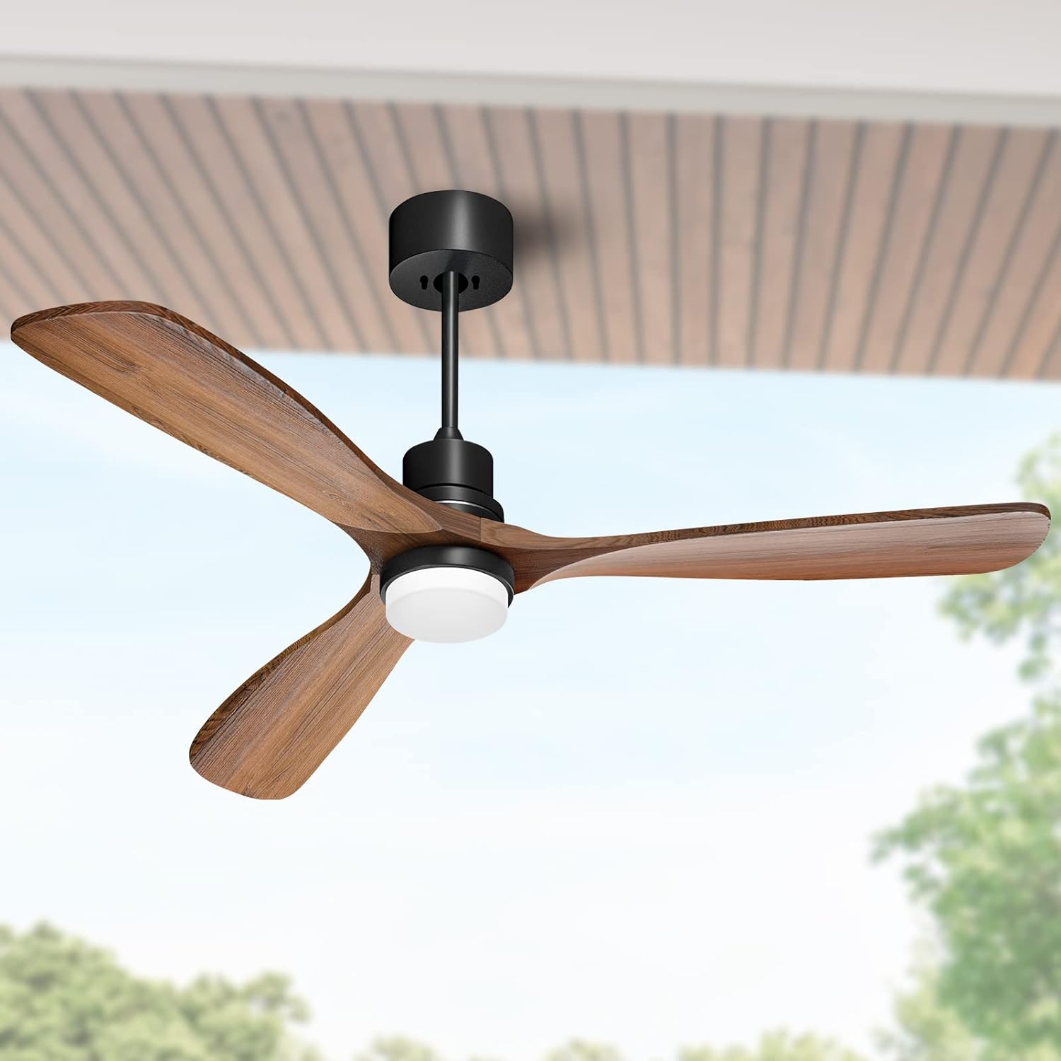 Obabala 52 Ceiling Fan with Lights Remote Control Outdoor Wood Ceiling Fans Noiseless Reversible DC Motor