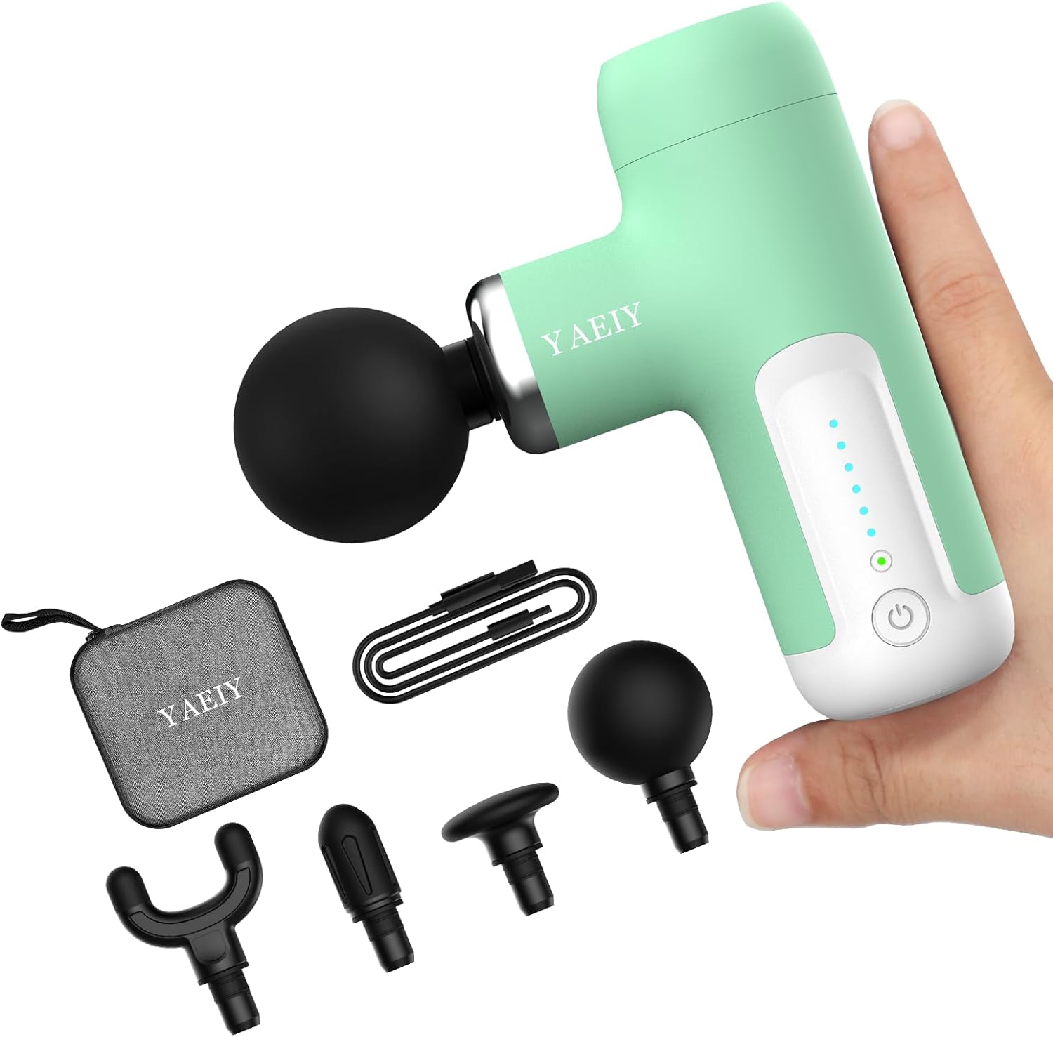 Mini Massage Gun, Portable Massage Gun for Deep Tissue Muscle, Handheld Small Massage Gun, Compact Powerful Massager with Case for Travel, Athletes,Office Gifts, Light Green