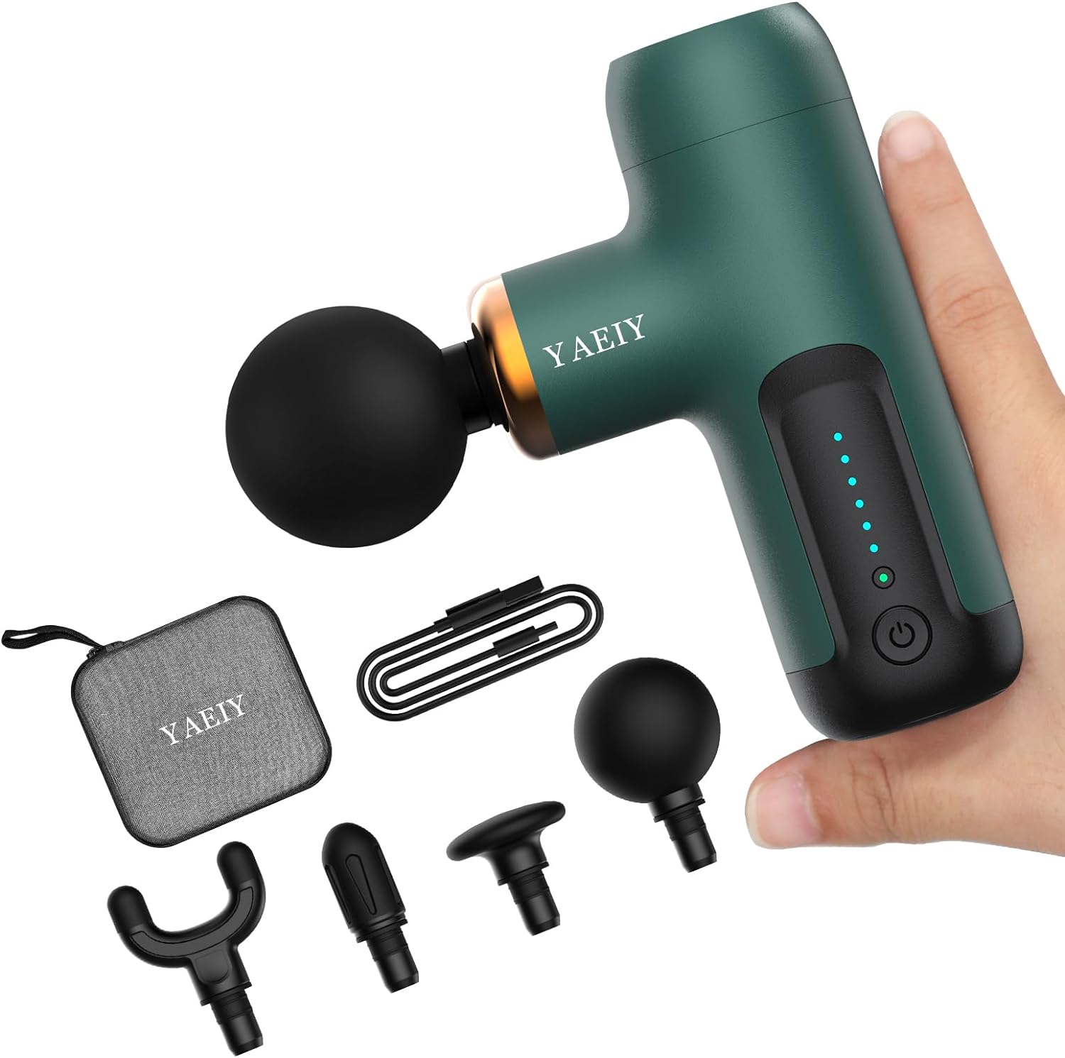 Mini Massage Gun, Portable Massage Gun for Deep Tissue Muscle, Handheld Small Massage Gun, Compact Powerful Massager with Case for Travel, Athletes,Office Gifts, Dark Green