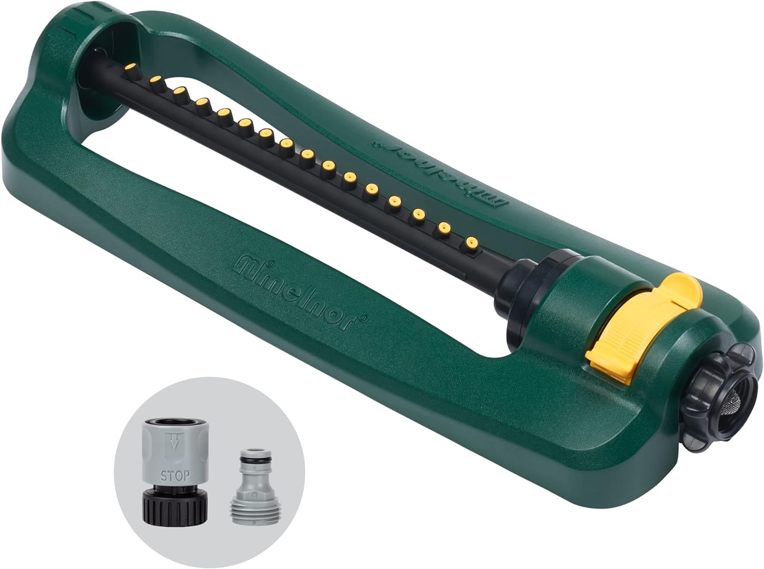 65148AMZ Melnor 2800 SF 16 Nozzle Oscillating Sprinkler, Green, Yellow