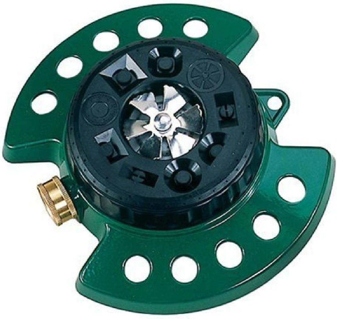 Dramm Metal Base, Green 15024 ColorStorm 9-Pattern Turret Sprinkler with Heavy-Duty Meta