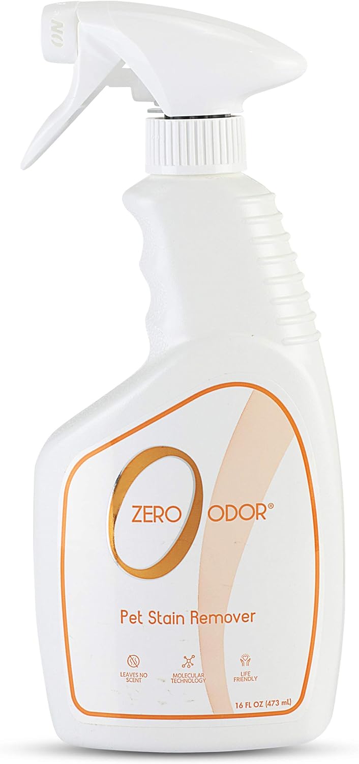 Zero Odor - Pet Stain Remover & Odor Eliminator - Permanently Remove Stain & Odor with Patented Technology Best for Carpet, Furniture, Floors, Pet Bed Look and Smell Great, 16oz (Over 400 Sprays)