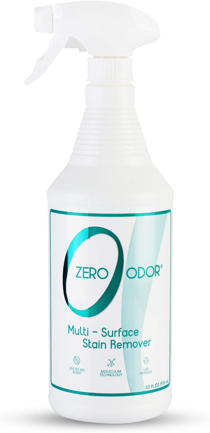 Zero Odor  Multi-Surface Stain Remover & Odor Eliminator - Remove Stains and Odor Patented Molecular Technology Best for Carpet, Rug, Linens, Furniture, Floors, 32oz (Over 700 Sprays)