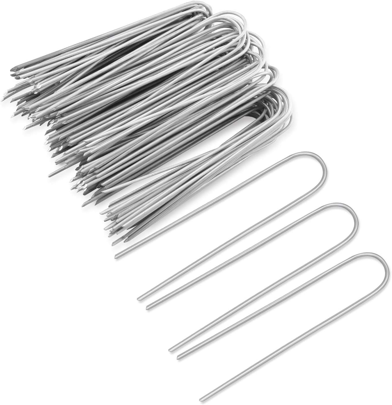 60 Packs Garden Stakes 6 Inches 12 Gauge Heavy Duty Tent Stakes Galvanized Steel Staples Securing Tent Pegs for Weed Fabric Landscape Fabric Netting Ground Sheet Fleece Irrigation Tubes