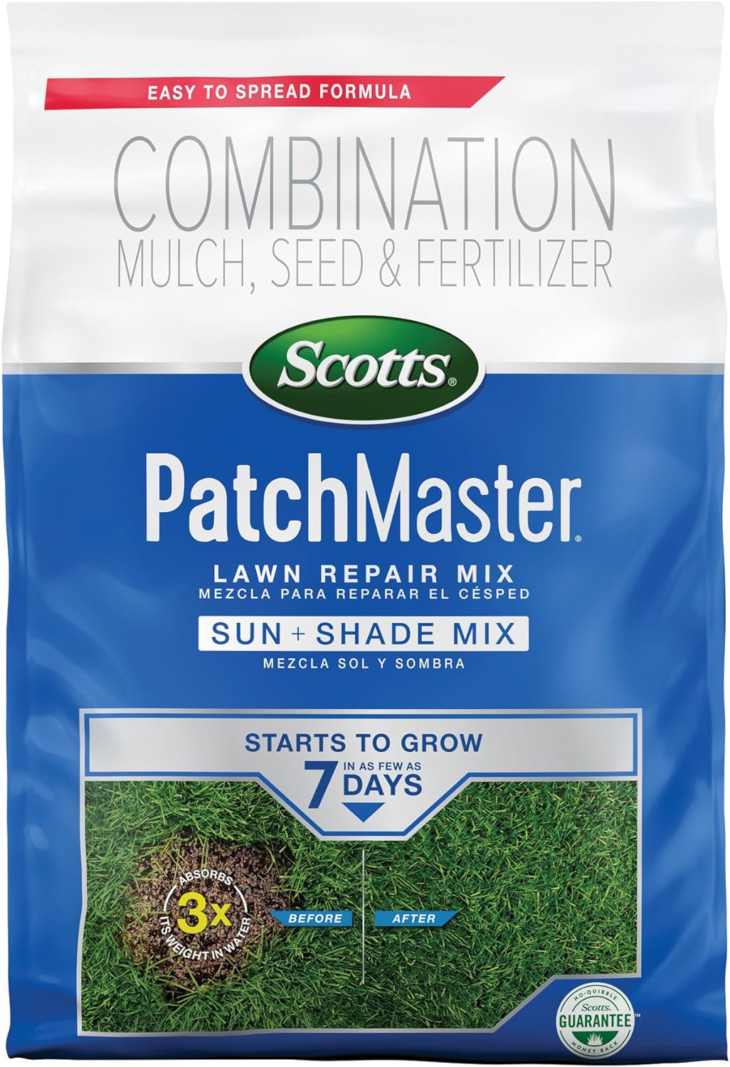 Scotts PatchMaster Lawn Repair Mix Sun   Shade Mix, Combination Grass Seed, Fertilizer, and Mulch, 4.75 lbs.