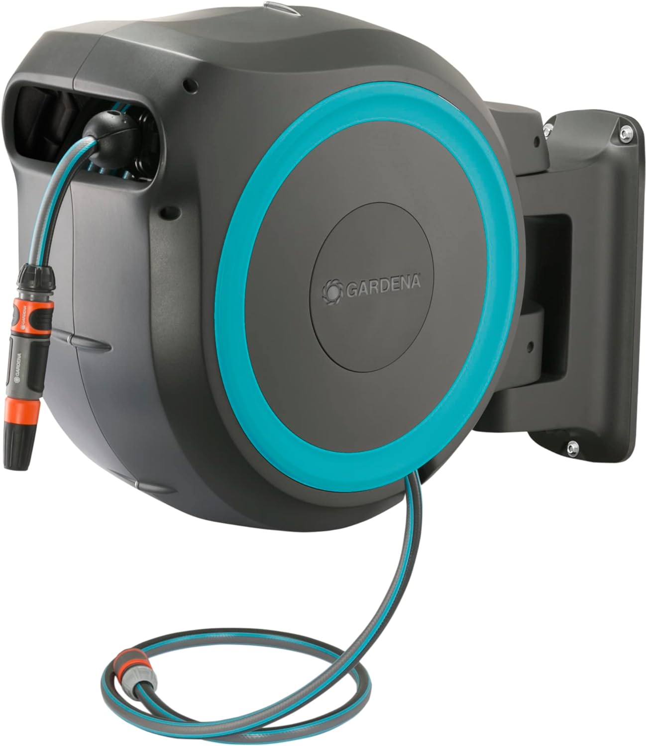 Gardena Wall Mounted Retractable Hose Reel, 100 Feet, Standard, Turquoise