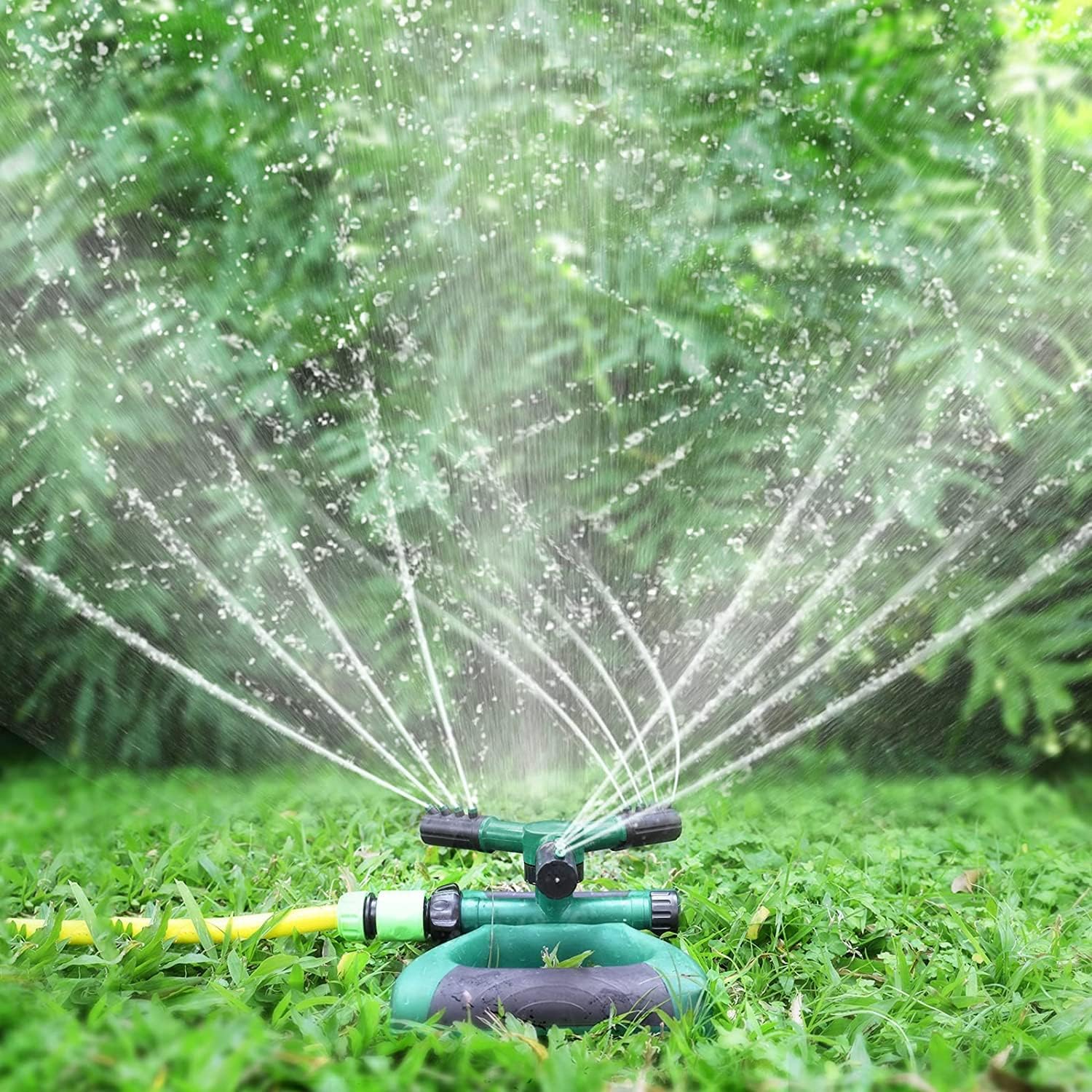 Sprinkler Water Sprinklers for Lawn Yard and Garden Large Coverage Area Oscillating Hose 360 Degree Rotating Sprinkler Irrigation System (Green) (LS-2022)