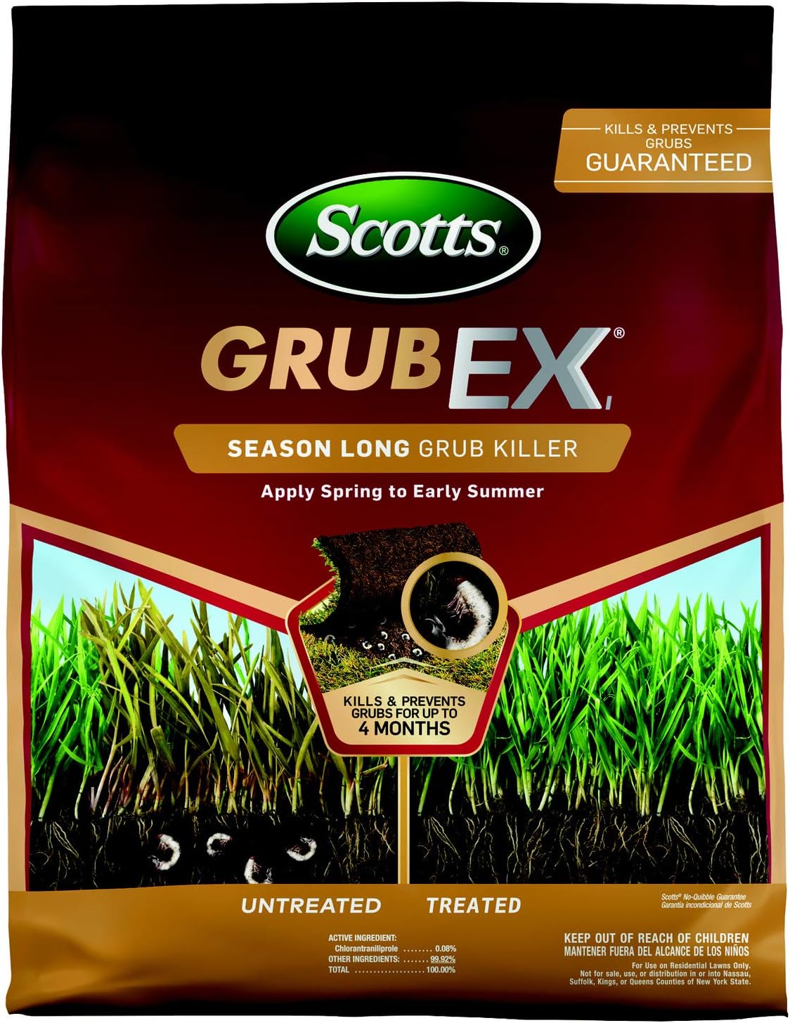 Scotts GrubEx1 Season Long Grub Killer, Protects Lawns Up to 4 Months, 5,000 sq. ft., 14.35 lbs.