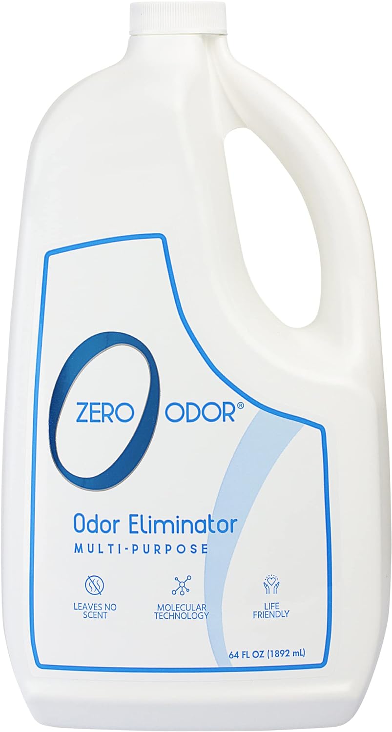 Zero Odor  Multi-Purpose Odor Eliminator- Eliminate Air & Surface Odor  Patented Technology Best for Bathroom, Kitchen, Fabrics, Closet- Smell Great Again, 64oz Refill