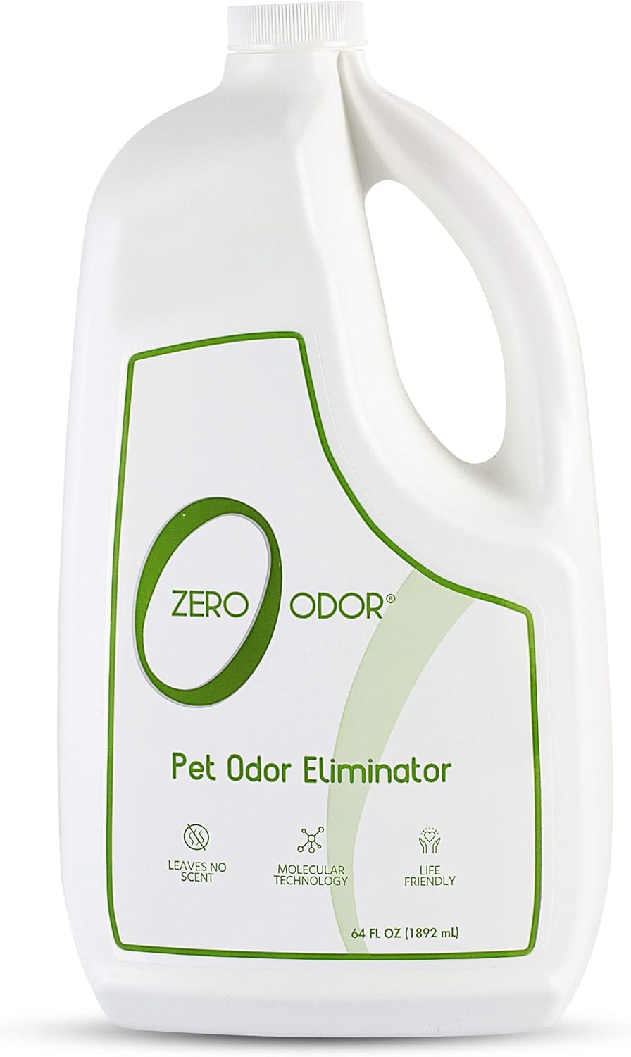 Zero Odor - Pet Odor Eliminator - Air & Surface Odor  Patented Molecular Technology Best For Carpet, Furniture, Pet Bed - Smell Great Again, 64oz Refill