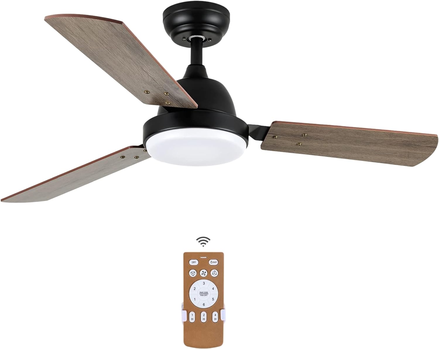 44 Ceiling Fans with Lights and Remote, Outdoor Ceiling Fans for Patios with Light, Easy to Install Ceiling Fan with Reversible Motor and Wooden Blade for All Seasons