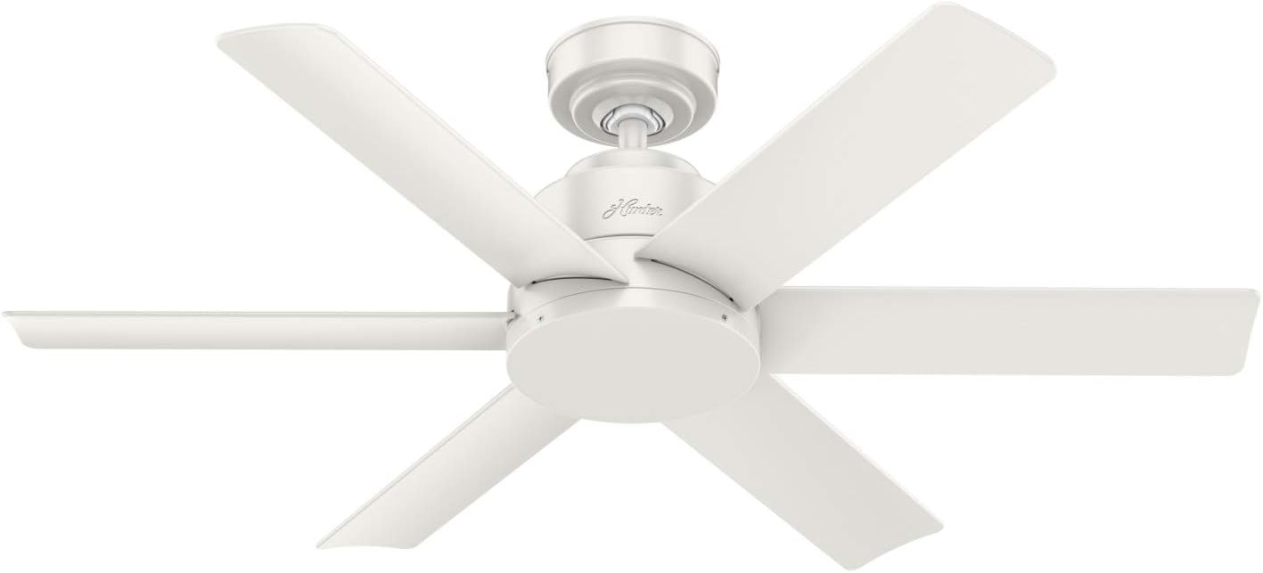 Hunter Fan Company Kennicott 44-inch Indoor/Outdoor Fresh White Casual Ceiling Fan Without Light Kit, Includes Wall Control, Reversible WhisperWind Motor, and SureSpeed Technology