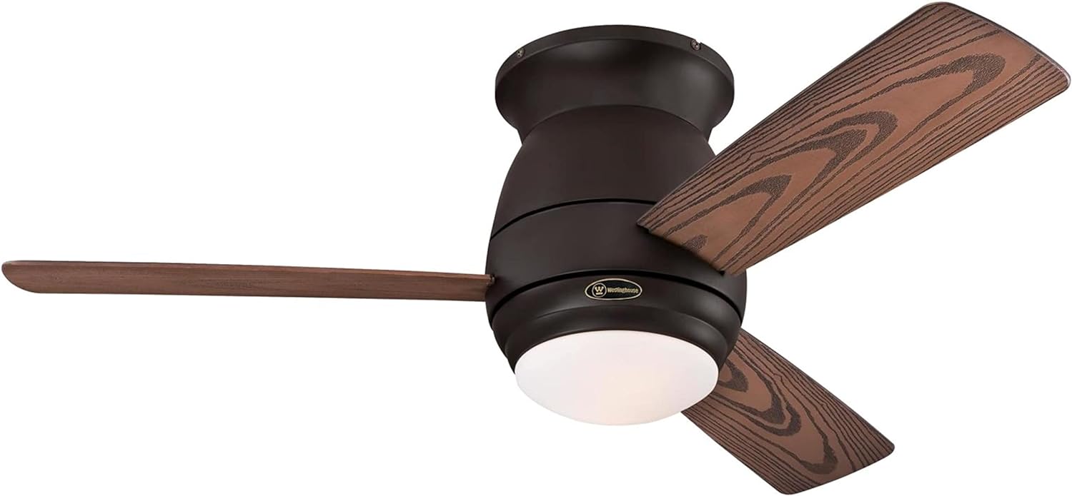 Westinghouse Lighting Westinghoue 7217800 Halley 44-Inch Oil Rubbed Bronze Indoor/Outdoor, Dimmable LED Light Kit with Frosted Opal Glass, Remote Control Included Ceiling Fan