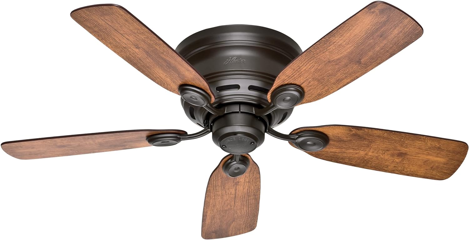 Hunter Fan Company, 51061, 42 inch Low Profile New Bronze Low Profile Ceiling Fan and Pull Chain