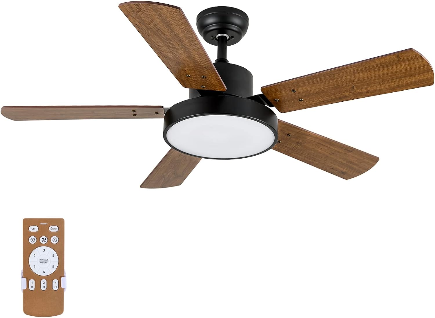 Simple Deluxe 44 Ceiling Fans with Lights and Remote, Outdoor Ceiling Fans for Patios with Light, Easy to Install Ceiling Fan with Reversible Motor and Wooden Blade for All Seasons