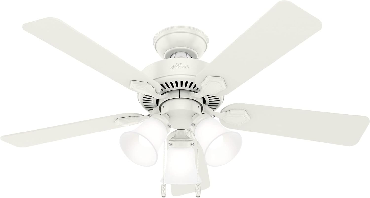 Hunter Swanson Indoor Ceiling Fan with LED Lights and Pull Chain Control, 44, (Fresh White)