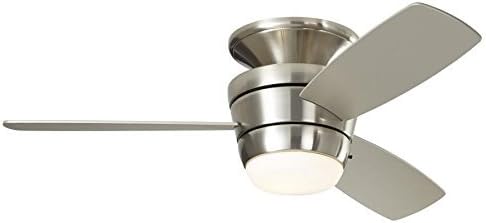 Harbor Breeze Mazon 44-in Brushed Nickel Flush Mount Indoor Ceiling Fan with Light Kit and Remote (3-Blade)