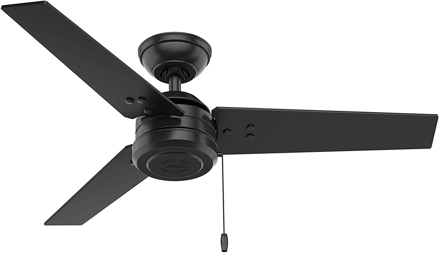 HUNTER 50260 Cassius Outdoor Ceiling Fan with Pull Chain, 44, Matte Black Finish